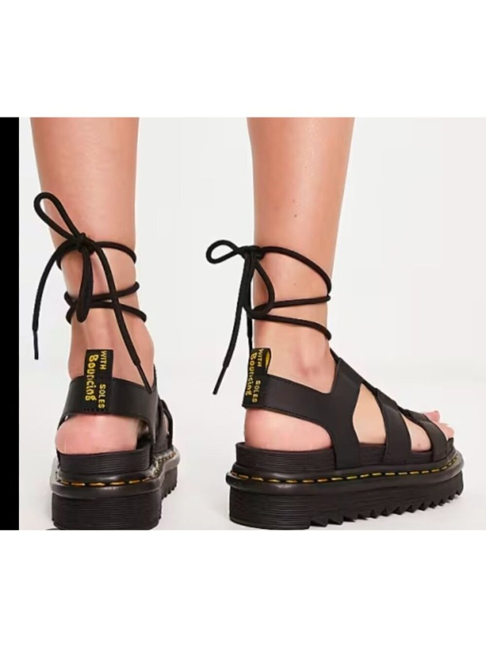Dr. Martens Nartilla Black Leather Lace Up Gladiator Sandals Size 7.5 - Picture 2 of 11